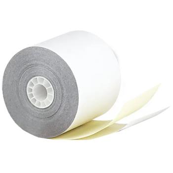 Iconex 2-Ply Carbonless Paper Rolls, 2.25&quot; x 70&#39;, White/Canary, 10 Rolls/Pack