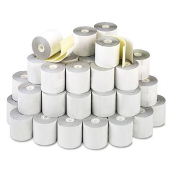 Iconex 2-Ply Carbonless Paper Rolls, 2.25&quot; x 70&#39;, White/Canary, 50 Rolls/Carton