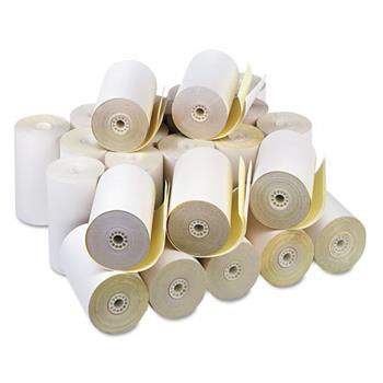 Iconex 2-Ply Carbonless Paper Rolls, 4.5&quot; x 90&#39;, White/Canary, 24 Rolls/Carton