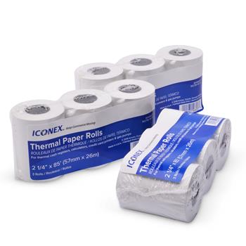 Iconex Thermal Paper Rolls, 2-1/4&quot; x 85&#39;, White, 3 Rolls/Pack, 24 Packs/Carton