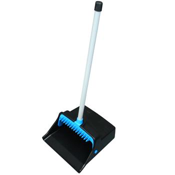 Impact Lobby Dust Pan, Straight PVC Handle, 11.5 in, Black, Blue and Gray
