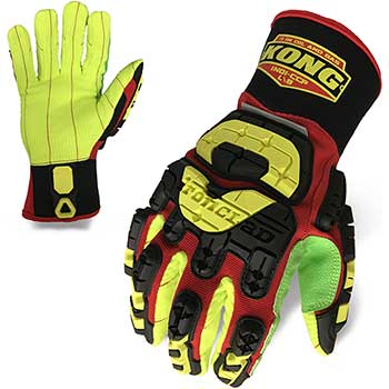Ironclad Industrial Work Gloves, Hi-Viz Impact Protection, Red, Large