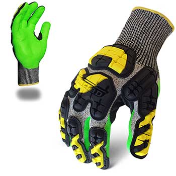 Ironclad Industrial Work Gloves, Knit Cut 5, Hi-Viz Impact, Yellow/Green, Large