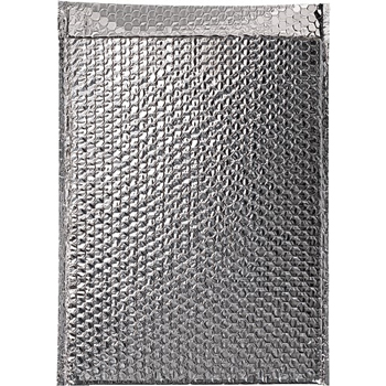 W.B. Mason Co. Cool Shield Bubble Lined Self-Seal Mailers, 12 in x 17 in, Silver, 50/Case
