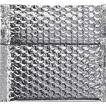W.B. Mason Co. Cool Shield Bubble Lined Self-Seal Mailers, 6 in x 6-1/2 in, Silver, 100/Case