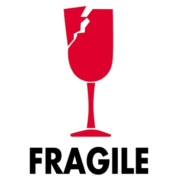 W.B. Mason Co. International Labels, Fragile, 3 in x 4 in, Red/White/Black, 500/Roll