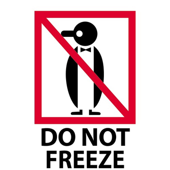 W.B. Mason Co. Labels, Do Not Freeze Penguin, 3 in x 4 in, Red/White/Black, 500/Roll