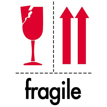 W.B. Mason Co. Arrow Labels, Fragile, 3 in x 4 in, Red/White/Black, 500/Roll