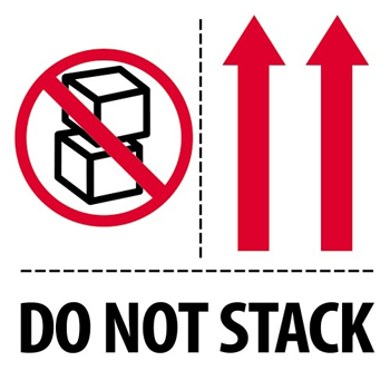 W.B. Mason Co. International Labels, Do Not Stack, 4 in x 4 in, Red/White/Black, 500/Roll