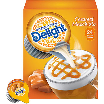 International Delight&#174; Liquid Coffee Creamer, Caramel Macchiato, 0.44 oz Single-Serve Cups, 24/Box