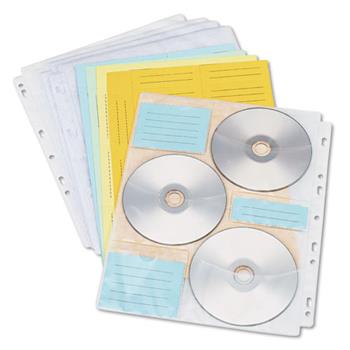 Innovera&#174; Two-Sided CD/DVD Pages for Three-Ring Binder, 6 Disc Capacity, Clear, 10/Pack