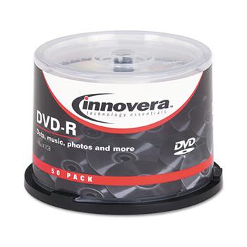 Innovera&#174; DVD-R Recordable Disc, 4.7 GB, 16x, Spindle, Silver, 50/Pack