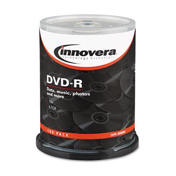 Innovera DVD-R Recordable Discs, 4.7 GB, 16x, Spindle, Silver, 100/Pack