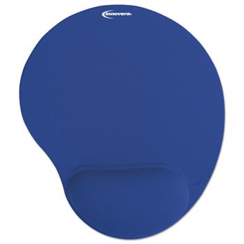 Innovera Mouse Pad with Fabric-Covered Gel Wrist Rest, 10.37 x 8.87, Blue