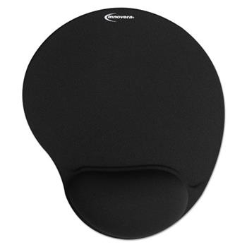 Innovera Mouse Pad with Fabric-Covered Gel Wrist Rest, 10.37 x 8.87, Black