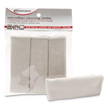 Innovera&#174; Microfiber Cleaning Cloths, 6 x 7, Unscented, Gray, 3/Pack