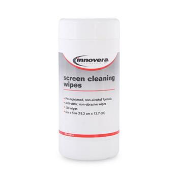 Innovera Antistatic Screen Cleaning Wipes in Pop-Up Tub, 120/Pack