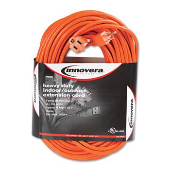 Innovera Indoor/Outdoor Extension Cord, 100 ft, 10 A, Orange