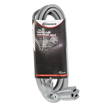 Innovera&#174; Indoor Heavy-Duty Extension Cord, 15 ft, 13 A, Gray
