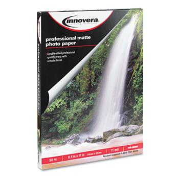 Innovera Heavyweight Photo Paper, Matte, 11 mil, 8.5&quot; x 11&quot;, White, 50 Sheets/Pack