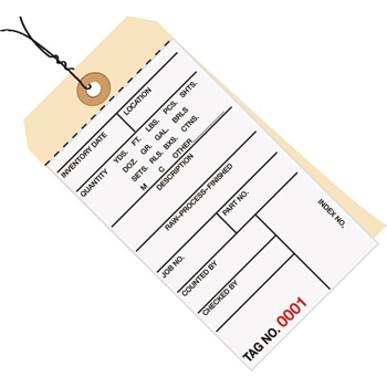W.B. Mason Co. Inventory Tags, 2 Part Carbonless # 8, Pre-Wired, (4000-4499), 6 1/4&quot; x 3 1/8&quot;, White/Manila, 500/CS