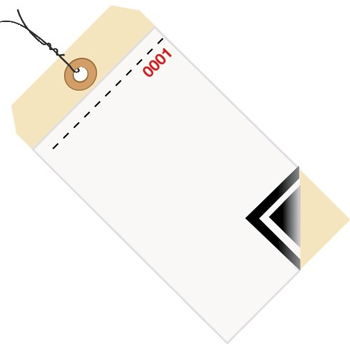 W.B. Mason Co. Inventory Tags, 3 Part Blank w/Carbon #8, Pre-Wired, (0001-0499), 6 1/4&quot; x 3 1/8&quot;, White/Manila, 500/CS