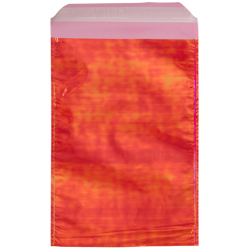 JAM Paper Open End Foil Envelopes with Self Adhesive Closure, 5 1/4&quot; x 8&quot;, Red Iridescent, 100/PK