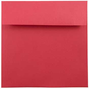 JAM Paper Square Colored Invitation Envelopes, 7 1/2&quot; x 7 1/2&quot;, Red Recycled, 100/PK