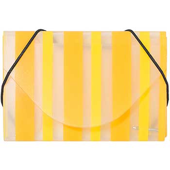 JAM Paper Plastic Business Card Holder Case, Yellow and Orange Striped, 100/PK