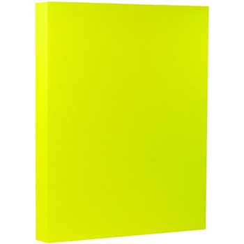 JAM Paper Neon Cardstock, Letter, 8 1/2&quot; x 11&quot;, 43 lb., Fluorescent Yellow, 250/PK