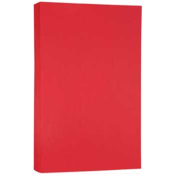 JAM Paper Colored Paper, 24 lb, 8.5&quot; x 14&quot;, Red, Recycled, 100 Sheets/Ream