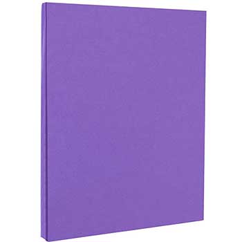 JAM Paper Colored Cardstock, Letter Coverstock, 8 1/2&quot; x 11&quot;, 65 lb., Violet, Recycled, 50/RM
