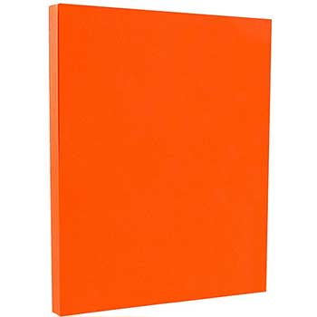 JAM Paper Colored Paper, 24 lb, 8.5&quot; x 11&quot;, Orange, Recycled, 100 Sheets/Pack