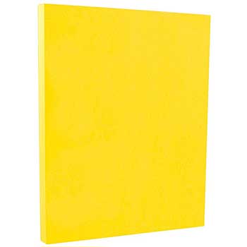 JAM Paper Colored Paper, 24 lb, 8.5&quot; x 11&quot;, Yellow, Recycled, 50 Sheets/Ream