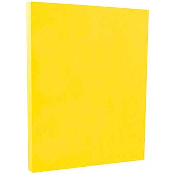 JAM Paper Colored Cardstock, Letter Coverstock, 8 1/2&quot; x 11&quot;, 65 lb., Yellow, Recycled, 50/RM