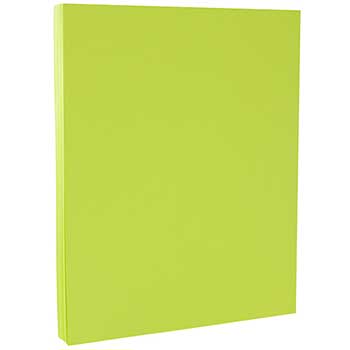 JAM Paper Colored Paper, 24 lb, 8.5&quot; x 11&quot;, Ultra Lime Green, 50 Sheets/Ream
