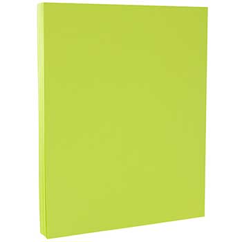 JAM Paper Colored Cardstock, Letter Coverstock, 8 1/2&quot; x 11&quot;, 65 lb., Ultra Lime, 250/PK