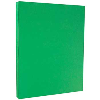 JAM Paper Colored Paper, 24 lb, 8.5&quot; x 11&quot;, Green, Recycled, 100 Sheets/Carton