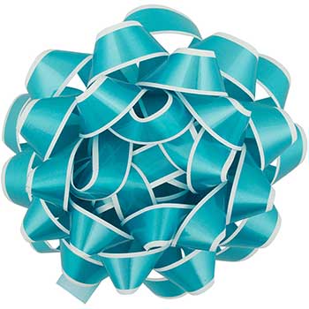 JAM Paper Gift Bows, 5 1/2&quot; Diameter, Blue with White Edge, 100/PK