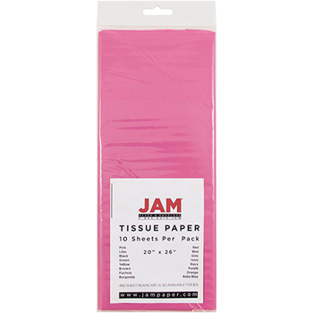 JAM Paper Tissue Paper, Fuchsia, 10/PK