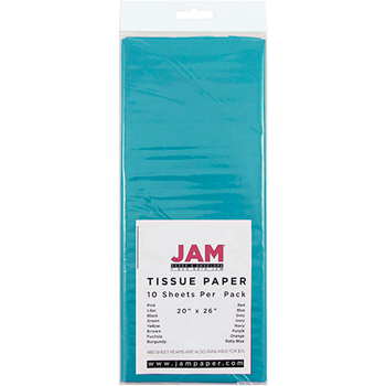 JAM Paper Tissue Paper, Aqua Blue, 10/PK