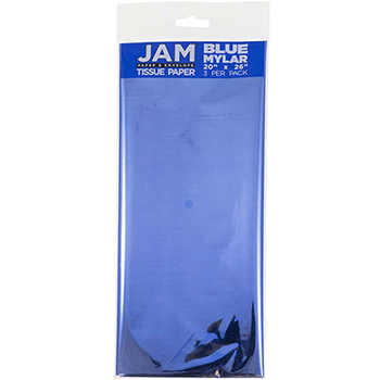 JAM Paper Tissue Paper, Blue Mylar, 3 Sheets