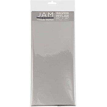 JAM Paper Tissue Paper, Silver Mylar, 3 Sheets