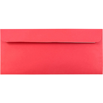 JAM Paper Recycled Envelope with Peel &amp; Seal Closure, #10 (4 1/8&quot; x 9 1/2&quot;) Brite Hue Red, 25/PK