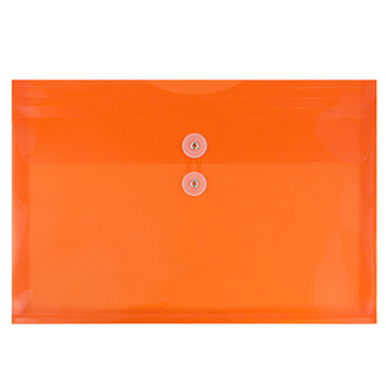 JAM Paper Plastic Envelopes with Button &amp; String Tie Closure, Letter Booklet, 9 3/4&quot; x 13&quot;, Orange, 12/PK