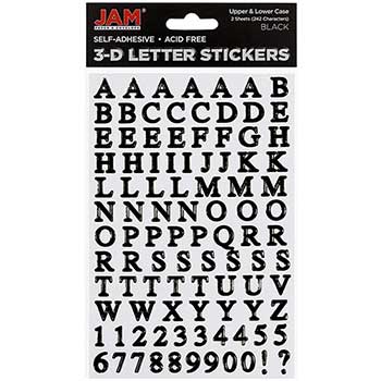 JAM Paper Self Adhesive Alphabet Letter Stickers, Black, Upper &amp; Lower Case, 2 Sheets