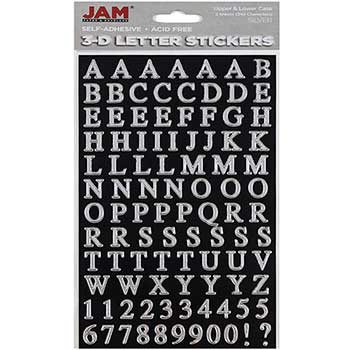 JAM Paper Self Adhesive Alphabet Letter Stickers, Silver, Upper &amp; Lower Case, 2 Sheets