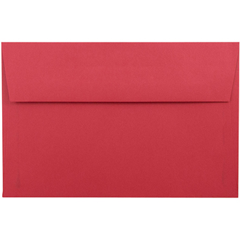 JAM Paper Recycled Invitation Booklet Envelope, A9 (5 3/4&quot; x 8 3/4&quot;) Brite Hue Red, 25/PK