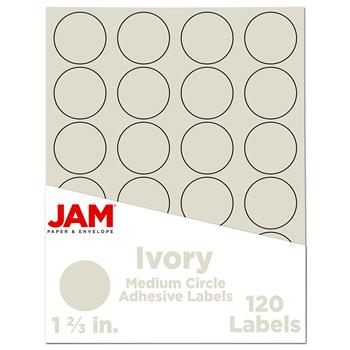 JAM Paper Circle Label Sticker Seals, 1 2/3&quot; Diameter, Ivory, 120 Labels