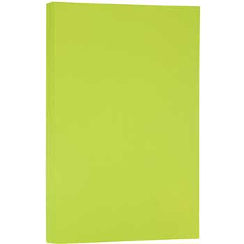 JAM Paper Recycled Colored Paper, 24 lb, 8.5&quot; x 14&quot;, Brite Hue Ultra Lime Green, 500 Sheets/Ream
